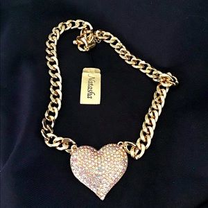 Natasha Rhinestone Iridescent Heart Necklace
